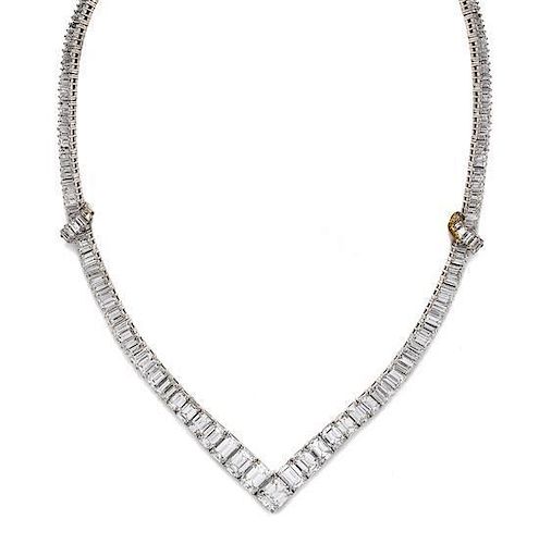 A Fine Platinum and Diamond Necklace, Van Cleef & Arpels, with a Detachable Cultured Pearl and Diamond Pendant, 49.70 dwts.