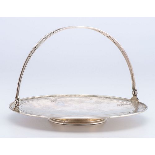 A Gorham Silver Tray with Swing Handle