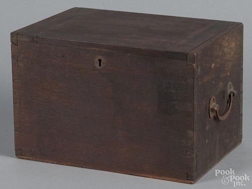 Pennsylvania walnut lock box, 19th c., 7 1/2'' h., 11 1/2'' w.