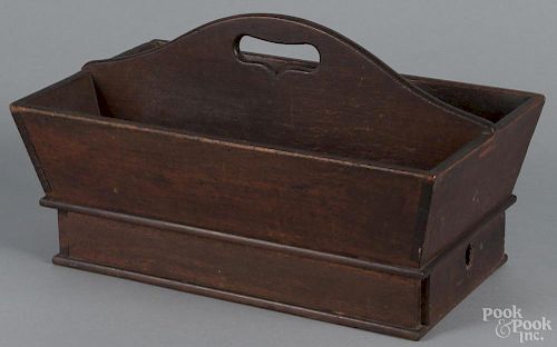 Unusual Pennsylvania walnut knife tray with a drawer, 19th c., 8 1/2'' h., 17 1/4'' w., 10'' d.