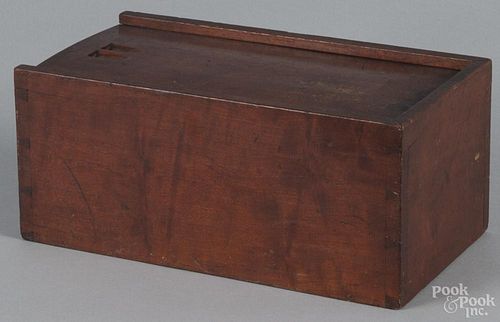 Pennsylvania cherry slide lid box, 19th c., 5 5/8'' h., 12 1/2'' w., 7'' d.