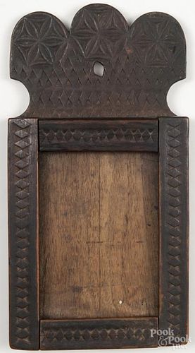 Scandinavian chip carved frame, 18th c., 14 3/4'' h., 7 1/2'' w.