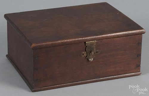 Pennsylvania walnut lock box, 19th c., 4 3/4'' h., 11'' w., 8 1/2'' d.