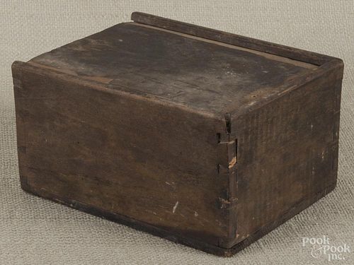 Pennsylvania walnut slide lid box, 19th c., 4 1/4'' h., 8'' w., 6'' d.