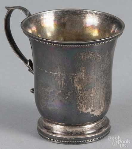 New York coin silver cup of Judaic interest, ca. 1840, bearing the touch of Claudius Redon