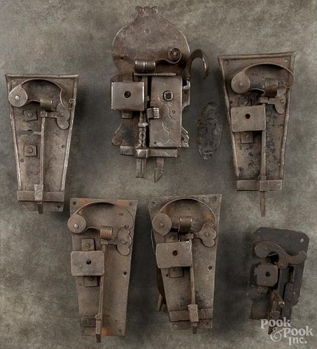 Seven wrought iron locks, 18th/19th c.