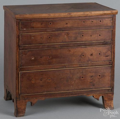 Pennsylvania diminutive pine chest of drawers, 19th c., 15 3/4'' h., 15 1/2'' w., 9'' d.