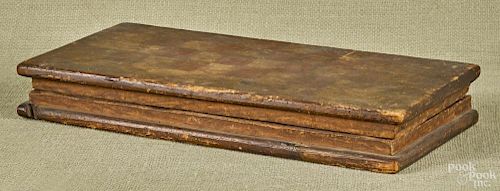 Primitive painted pine folding gameboard, 19th c., open - 15 1/4'' x 13 1/2''.