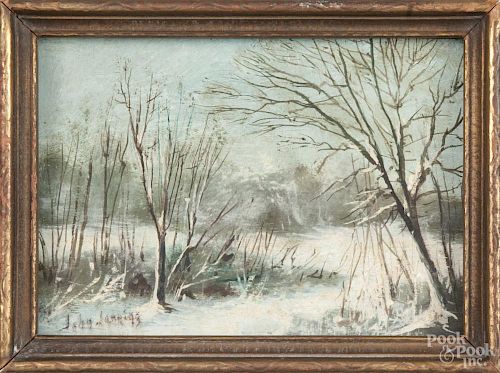 John Janning (Dutch/American 1876-1966), oil on board winter landscape, signed bottom left, 5'' x 7''.