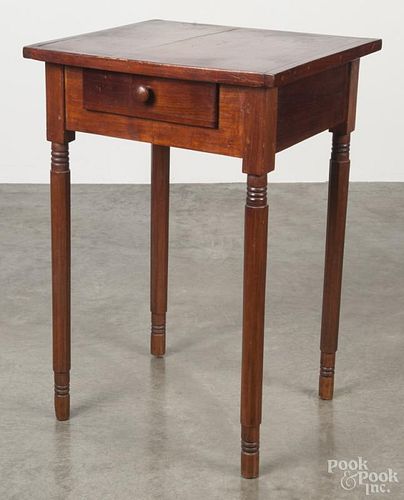Sheraton cherry one-drawer stand, 19th c., 30'' h., 20'' w., 18'' d.
