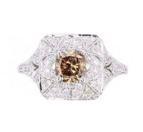 Fancy Brown Diamond Vintage Estate 18K Ring