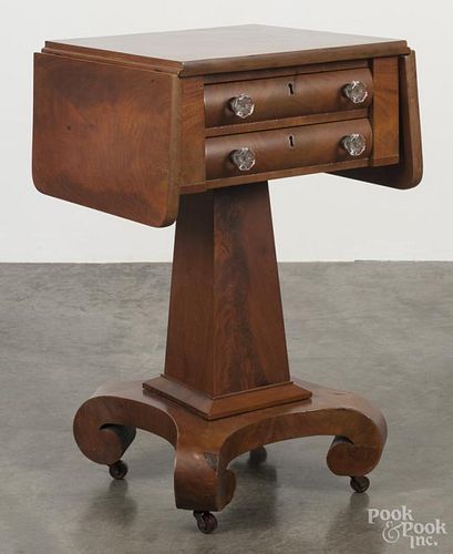 Empire mahogany work stand, 19th c., 29'' h., 17 1/4'' w.