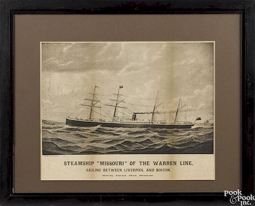 Forbes & Co. lithograph of the Steamship, Missouri of the Warren Line, 11'' x 17''.