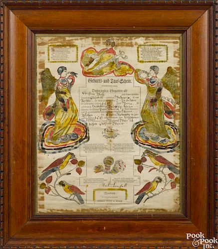 Pennsylvania printed and hand-colored fraktur by Ritter, 19th c., 15 1/2'' x 13''.