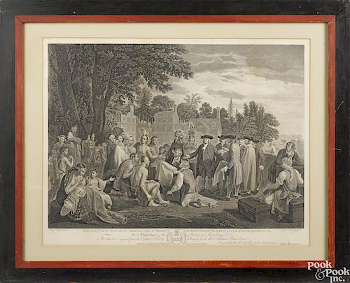 Engraving after Benjamin West, of William Penn's Treaty with the Indians, 16 3/4'' x 23''.