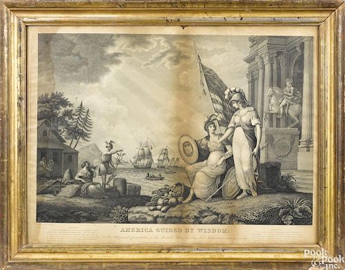 Engraving, after Barralett, titled America Guided by Wisdom, published in 1820, by Tanner