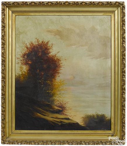 American oil on canvas landscape, late 19th c., 30'' x 25''.