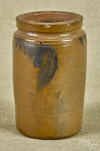 Pennsylvania stoneware crock, 19th c., with cobalt decoration, 6 3/4'' h.