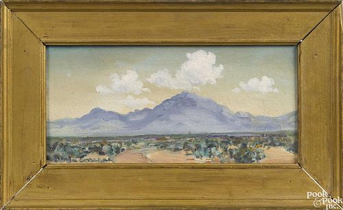 Berla Emeree (American 1899-1948), oil on board western landscape, signed lower left