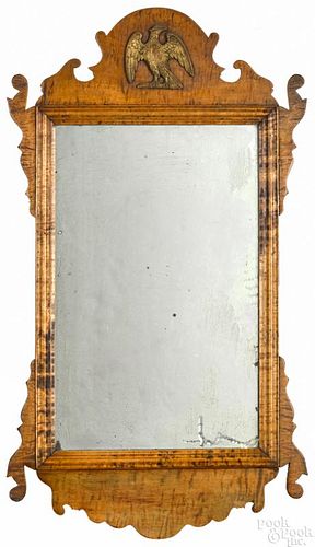 Chippendale style tiger maple mirror, 30'' h.