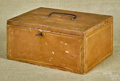 Pennsylvania painted pine and poplar lock box, 19th c., 4 3/4'' h., 11'' w.