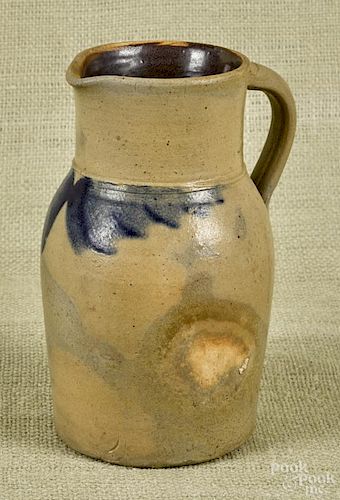Pennsylvania stoneware pitcher, 19th c., with cobalt fern decoration, 7 1/4'' h.