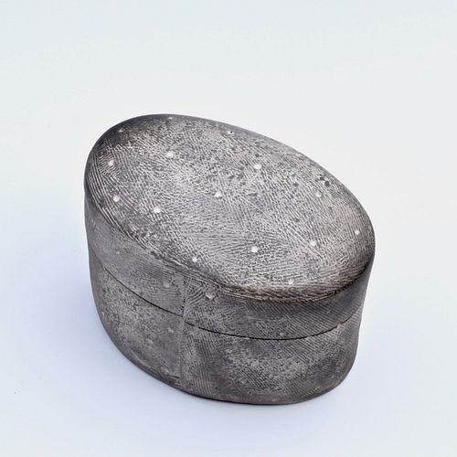 Oval Smoke Fired Box with Texture and Small Dots