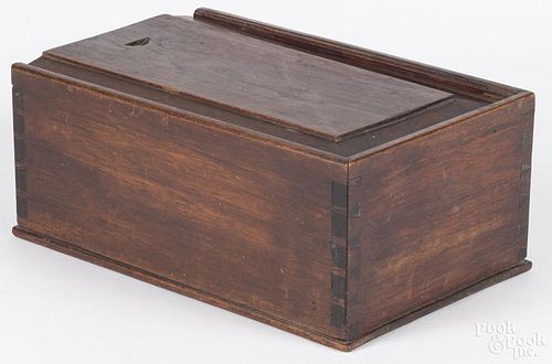Pennsylvania walnut slide lid box, 19th c., 4 3/4'' h., 11 1/2'' w., 7 1/4'' d.