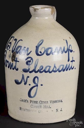 New Jersey stoneware jug, late 19th c., impressed Case's Pure Cider Vinegar Clover Hill