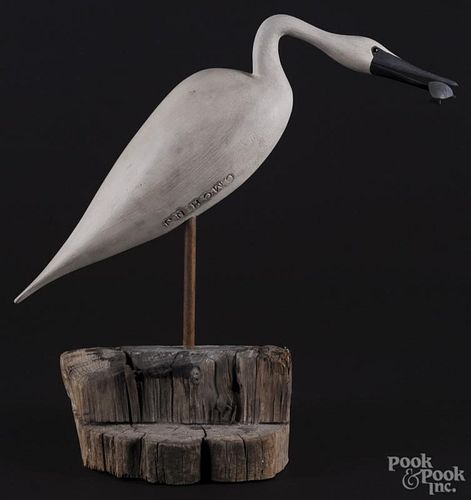 James Hand, carved and painted heron, 19 1/2'' h.