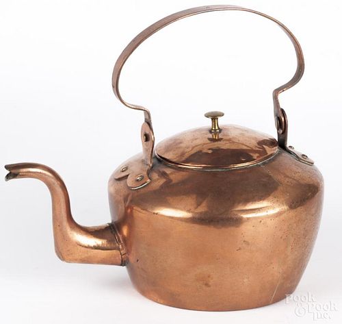 American copper kettle, 19th c., 10 3/4'' h.