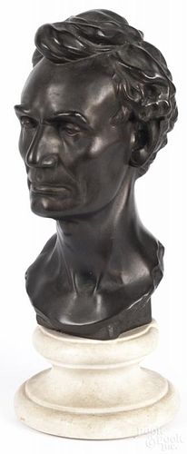 Bronzed bust, after Volk, of Abraham Lincoln, 13'' h.