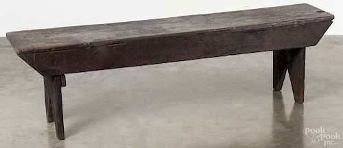Pine bench, early 20th c., 17 3/4'' h., 62'' w.