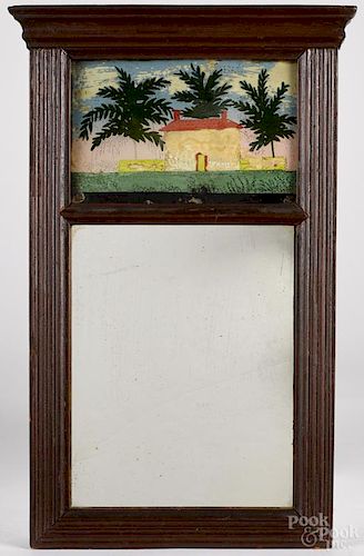Sheraton painted mirror, ca. 1830, with an églomisé panel, 19 1/4'' x 10 3/4''.