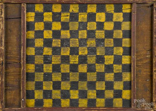 Painted pine gameboard, late 19th c., 24 1/2'' x 17 1/4''. Provenance: DeHoogh Gallery, Philadelphia.