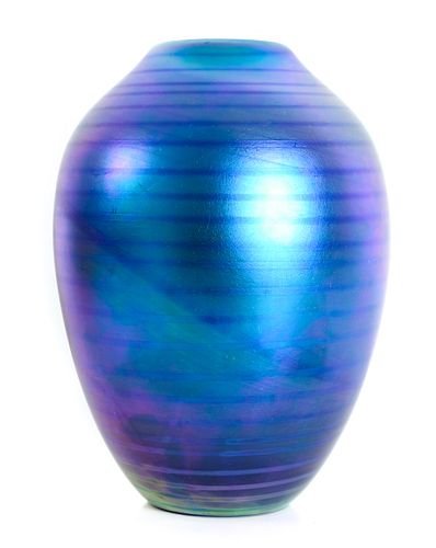 Rod Sounik Iridescent Studio Glass Vase, 1986