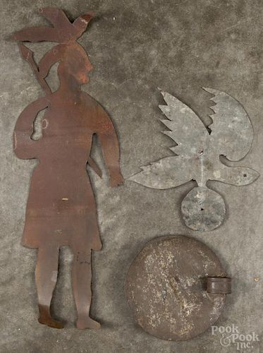 Two American sheet tin patterns, 19th c., to include a bird, 9'' h., and a Native American figure