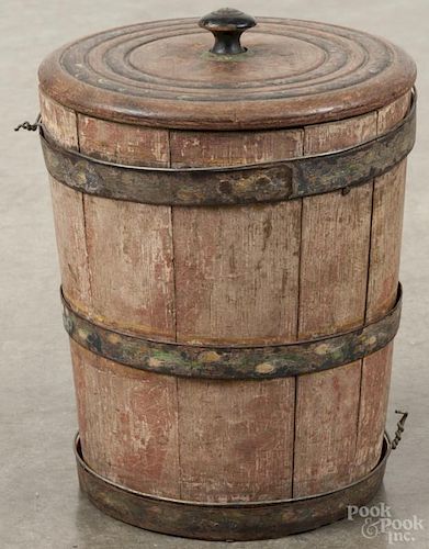 Joseph Lehn (Lancaster County, Pennsylvania 1782-1892), painted sugar bucket with a lid