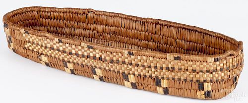 Native American woven cradle, early 20th c., probably British Columbia, 16 1/4'' l.