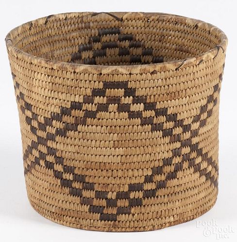 California Native American coiled basketry bowl, early 20th c., 6 1/2'' h., 8 1/4'' dia.