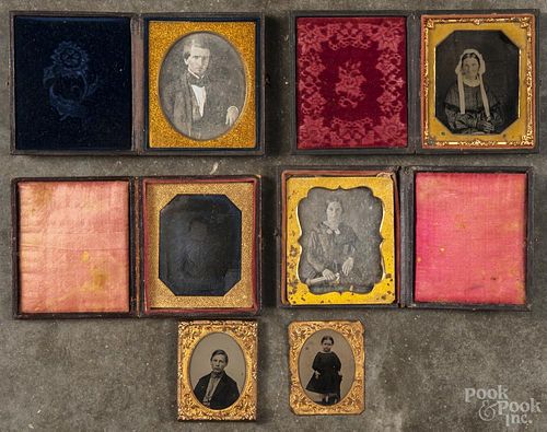Six antique photographs, to include tintypes, daguerreotypes, and an ambrotype.