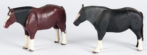 Two Pennsylvania carved and painted horses, early 20th c., purportedly carved by Robert Blizzard