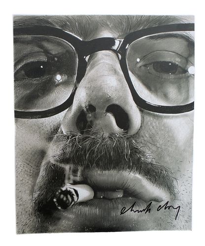 Chuck Close Portrait Photo Lithograph, Signed