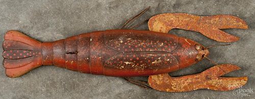 Painted wood and iron lobster decoy, 13 1/2'' l.
