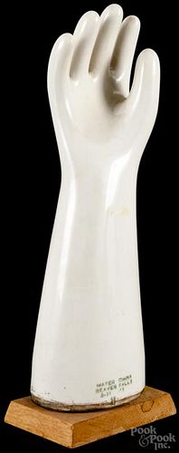 Porcelain glove mold, 19th c., marked Mayer China/ Beaver Falls, 19'' h.