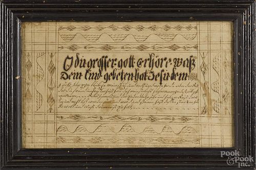 Ink fraktur vorschrift, late 18th c., 7 3/4'' x 13''.