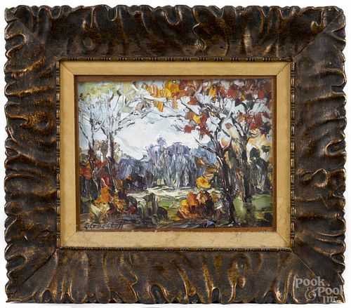 Leonid Gechtoff (American 1883-1941), oil on board, titled The Golden Autumn (PA), signed