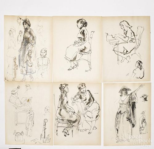 Henry Clarence Pitz (American 1895-1976), forty-three ink, pencil, and wash illustrations