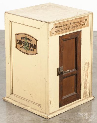 Brown's Supercedar salesman's sample storage closet, early 20th c., 24'' h., 16'' w.