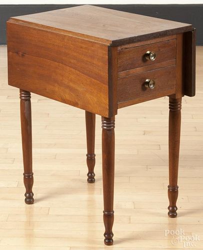 Sheraton walnut two-drawer stand, 19th c., 29'' h., 16 1/2'' w., 22 1/4'' d.